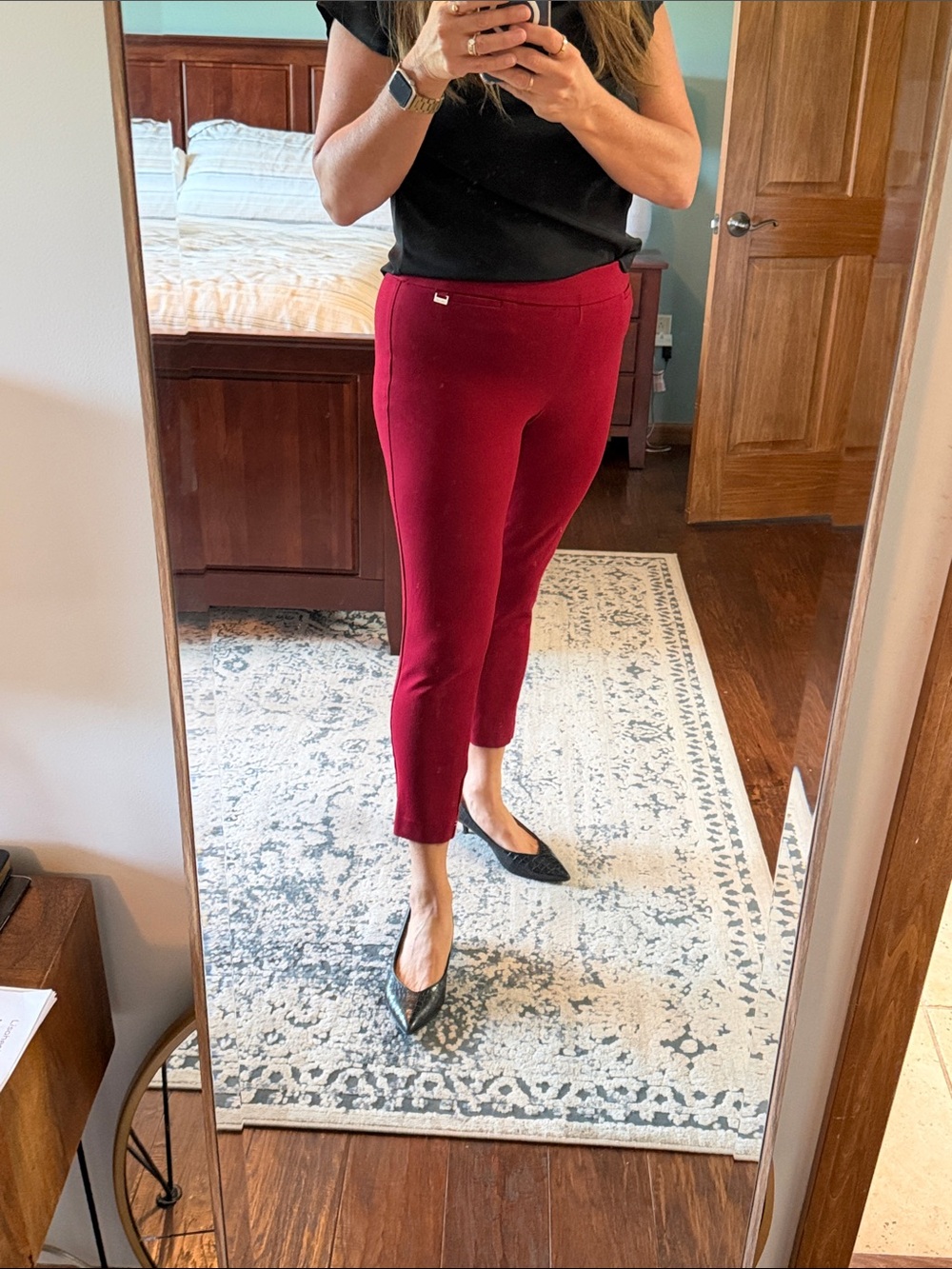 Anne Klein Cropped Ponte Pants in Wine
